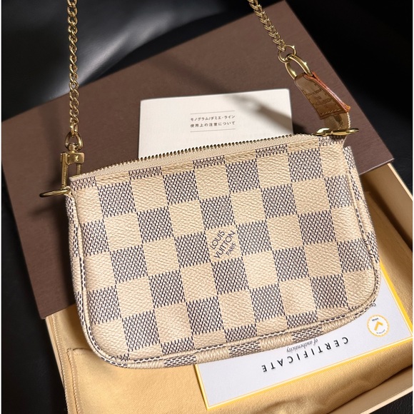 Louis Vuitton Azur Mini Pochette accessories Clutch Wristlet Pouch - Picture 11 of 16